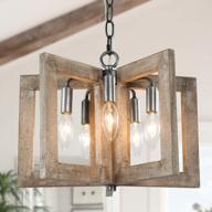 ruziniu farmhouse chandelier, 5-light wood farmhouse light fixtures for dining room, kitchen island, foyer logo