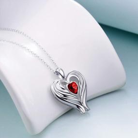 img 3 attached to Sterling Silver Angel Wing Birthstone Heart Necklace - Perfect Gift For Her On Valentine'S, Anniversary, Or Birthday. Shop WINNICACA'S Exquisite Collection Of Angel Wings Necklaces For Women.