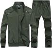 invachi men's casual 2 pieces athletic full zip sports sets jacket & pants active fitness sweat tracksuit set logo