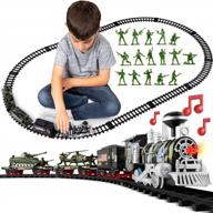 набор поездов сша для детей - включает игрушечный поезд, вертолет, танк, солдатиков и железнодорожные пути - набор игрушечных военных поездов для мальчиков 3,4,5,6,7,8 лет - подарок на день рождения / рождество для детей 3-8 лет логотип