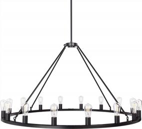 img 3 attached to Black Wagon Wheel Chandelier - Modern Farmhouse Round Rustic Kitchen Lighting - Large Chandeliers For High Ceilings - 50" 16 Light Hanging Fixture