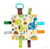 🦕 crinkle & teething lovey toy for babies: 8"x8" with closed ribbon tags, dinosaur theme логотип