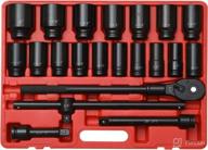 🔧 high-quality 21 piece deep socket assortment: 3/4-inch drive impact socket set with 6-point deep imperial sizes (3/4-inch to 2-inch) - cr-mo steel, adapters, ratchet wrench, and extension rod included логотип