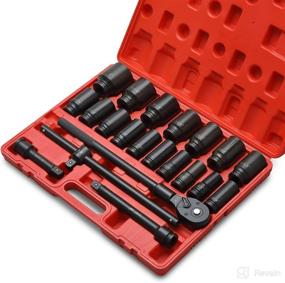 img 3 attached to 🔧 High-quality 21 Piece Deep Socket Assortment: 3/4-Inch Drive Impact Socket Set with 6-Point Deep Imperial Sizes (3/4-Inch to 2-Inch) - Cr-Mo Steel, Adapters, Ratchet Wrench, and Extension Rod Included