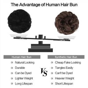 img 1 attached to 100% Human Hair Messy Bun Piece - Real Hair Extension For Women & Girls | FESHFEN