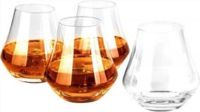 img 4 attached to Set Of 4 Clear Crystal Tulip-Shaped Whiskey Tasting Snifter Tumbler Glasses With Gift Box - Ideal For Whiskey Lovers