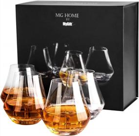 img 1 attached to Set Of 4 Clear Crystal Tulip-Shaped Whiskey Tasting Snifter Tumbler Glasses With Gift Box - Ideal For Whiskey Lovers