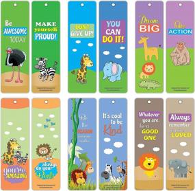 img 4 attached to Creanoso Bookmarks For Kids Boys Girls (60-Pack) - Safari Animals Motivational Sayings – Stocking Stuffers Classroom Incentives Teacher Rewards Birthday Party Favors Supplies