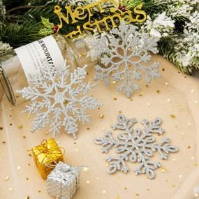 img 2 attached to Silver Glitter Snowflake Ornaments - 30CT Christmas Tree Decorations With Silver Rope For Xmas, Wedding, Birthday & Home