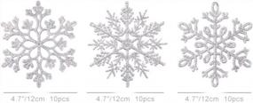 img 3 attached to Silver Glitter Snowflake Ornaments - 30CT Christmas Tree Decorations With Silver Rope For Xmas, Wedding, Birthday & Home