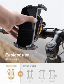 img 1 attached to 🚲 Bike Motorcycle Phone Mount Holder [Super Stable], Upgraded Clip LISEN Phone Holder for Bike Motorcycle, Fits 18-50mm Handlebars, All 4.7"-7.1" Cellphone