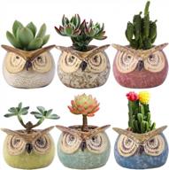 wituse owl planters small succulent planters owl pot mini owl planter, ceramic owl pots -6 pots pack, cute animal eyes style logo