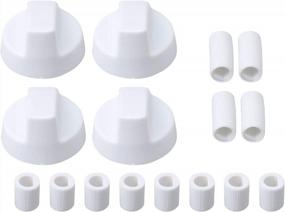 img 4 attached to Упаковка из 4 белых пластиковых сменных ручек управления плитой/духовкой с 12 переходниками - универсальный дизайн RDEXP.