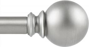 img 4 attached to KAMANINA Silver Round Finial 1 Inch Telescoping Single Drapery Rod - Adjustable 72 To 144 Inches (6-12 Feet)