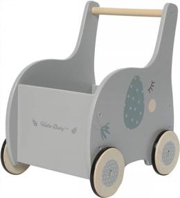 img 4 attached to 🐘 Versatile Grey Elephant 2-in-1 Baby Learning Walker Wooden Strollers: Push Walker Toys for Girls and Boys, Ages 1-3 Years - Wagon Toy Walkers with Wheels, Sturdy Construction