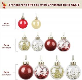 img 3 attached to 46Pcs Red & Gold Christmas Ball Ornaments Set - Shatterproof Plastic Decorative Baubles For Xmas Tree Holiday Wedding Party Decor With Hooks Included