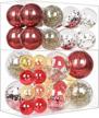 46pcs red & gold christmas ball ornaments set - shatterproof plastic decorative baubles for xmas tree holiday wedding party decor with hooks included logo