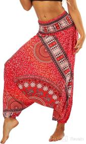 img 4 attached to 🌸 Defal Womens Bohemian Yoga Pants: Stylish Hippy Harem Smocked Waist Trousers for Flowy Beach Comfort