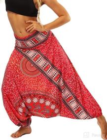 img 3 attached to 🌸 Defal Womens Bohemian Yoga Pants: Stylish Hippy Harem Smocked Waist Trousers for Flowy Beach Comfort