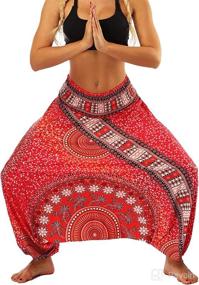 img 2 attached to 🌸 Defal Womens Bohemian Yoga Pants: Stylish Hippy Harem Smocked Waist Trousers for Flowy Beach Comfort