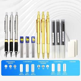 img 2 attached to 14-Piece Bellofy Mechanical Pencils Set For Drafting, Drawing & Writing - 0.5/0.7/0.9Mm Leads 2B/HB/2H Graphite Lead Holders + Refills, Erasers & More!