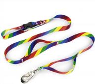buttonsmith rainbow flag 3-handle heavy duty quick clasp dog leash made in usa logo