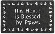 blessed by paws sohome welcome door mat - durable natural rubber outdoor entry mat with non-slip backing, ultra absorbent, and easy to clean - ideal indoor and outdoor door mat - 18"x48 logo
