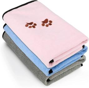 img 4 attached to 🐾 Wipela Pet Microfiber Drying Towel 3-Pack - Ultra Absorbent for Bathing and Grooming Dogs and Cats