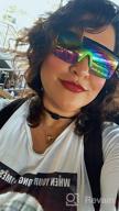 img 1 attached to 🌈 Semi Rimless Neon Rainbow Sunglasses by ShadyVEU - UV Protection, Mirrored Lens, Retro 80s Rave Shades with Crooked ZigZag Bolt Arm review by Sam Calderon