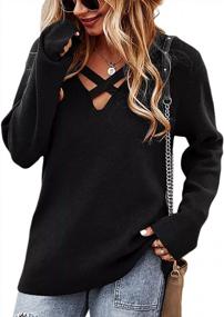 img 4 attached to 👚 Lrady Women's V Neck Sweater: Casual Loose Fit Tunic Tops for a Lightweight and Cute Pullover Look