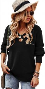 img 1 attached to 👚 Lrady Women's V Neck Sweater: Casual Loose Fit Tunic Tops for a Lightweight and Cute Pullover Look