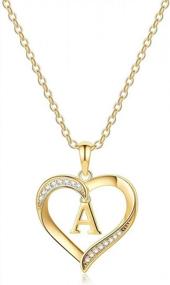 img 4 attached to Heart Initial Necklace For Women, 14K Gold Plated Cubic Zirconia Heart Pendant Necklace, Dainty Initial Charm Necklace Alphabet Letter A To Z Initial Jewelry For Women Girls