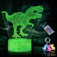 🦖 dinosaur 3d night light for kids: 16 color/7 color options, remote/smart touch control, dimmable, perfect birthday gift/toy for boys age 1-11 (t-rex) логотип