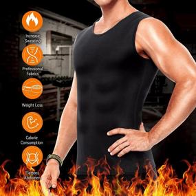 img 3 attached to Cimkiz Mens Sauna Vest Sweat Body Shaper Slimming Waist Trainer Neoprene Tank Top Shapewear Shirt Workout Suit No Zip