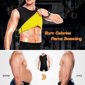 img 1 attached to Cimkiz Mens Sauna Vest Sweat Body Shaper Slimming Waist Trainer Neoprene Tank Top Shapewear Shirt Workout Suit No Zip