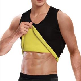 img 4 attached to Cimkiz Mens Sauna Vest Sweat Body Shaper Slimming Waist Trainer Neoprene Tank Top Shapewear Shirt Workout Suit No Zip