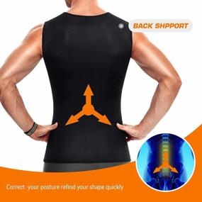 img 2 attached to Cimkiz Mens Sauna Vest Sweat Body Shaper Slimming Waist Trainer Neoprene Tank Top Shapewear Shirt Workout Suit No Zip