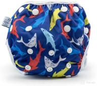 🏊 premium large nageuret reusable swim diaper: adjustable, stylish fit for diaper sizes 4-6 (30-45lbs) – eco-friendly, ideal for swimming lessons (anchors & sharks) logo