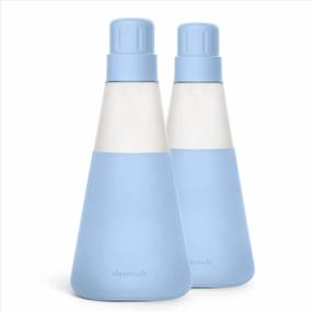 img 4 attached to Refillable Glass Laundry Detergent Dispenser With Twist Cap, Shatter-Resistant & Dishwasher-Safe Container, Non-Slip Silicone Sleeve - 20Oz, 2 Pack - Periwinkle By Cleancult