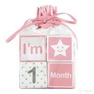 🎀 solid wood monthly weekly yearly milestone age blocks, newborn gifts & keepsakes for picture props - pink (set of 4) logo
