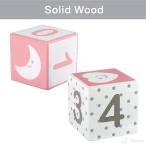 img 1 attached to 🎀 Solid Wood Monthly Weekly Yearly Milestone Age Blocks, Newborn Gifts & Keepsakes for Picture Props - Pink (Set of 4)