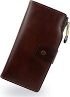 stylish women's genuine leather wallet: large capacity, rfid blocking clutch for secure money holding, elegant lady's waxed cowhide purse logo