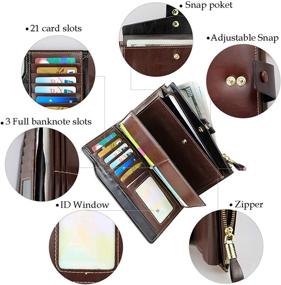 img 1 attached to Stylish Women's Genuine Leather Wallet: Large Capacity, RFID Blocking Clutch for Secure Money Holding, Elegant Lady's Waxed Cowhide Purse