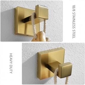img 1 attached to Upgrade Your Bathroom Décor With VELIMAX Premium Stainless Steel Square Towel Hook 2-Pack In Brushed Gold