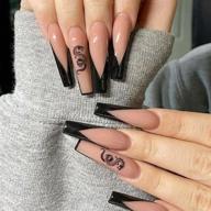 medium-length press-on acrylic nails in tai chi ballet french style - perfect fake nails logo
