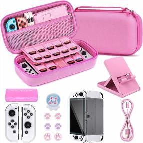 img 4 attached to Switch OLED Accessories Bundle 16-In-1, Includes Carrying Case, Protective Cover For Console & J-Con, Screen Protector, Adjustable Stand And Game Case