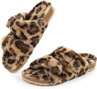 women's open toe slippers with cozy lining and faux rabbit fur - size 6-11 | fitory logo