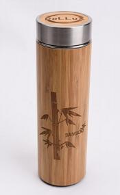 img 1 attached to 16Oz Bamboo Double-Walled Travel Coffee Mug With Stainless Steel Infuser - Eco-Thermos For Hot And Cold Beverages, BPA-Free, Ideal For Coffee, Tea & Fruit
