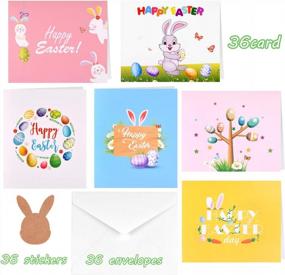 img 3 attached to TUPARKA 36 Pcs Happy Easter Cards 2022, Easter Greeting Cards Assortment ,Spring Note Cards With 36 Envelopes And Sticker For Kids