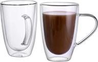 enjoy your favorite beverages in style with cnglass clear glass mugs -double wall insulated espresso mug cups with handle (10.8 oz/320ml) - set of 2 логотип